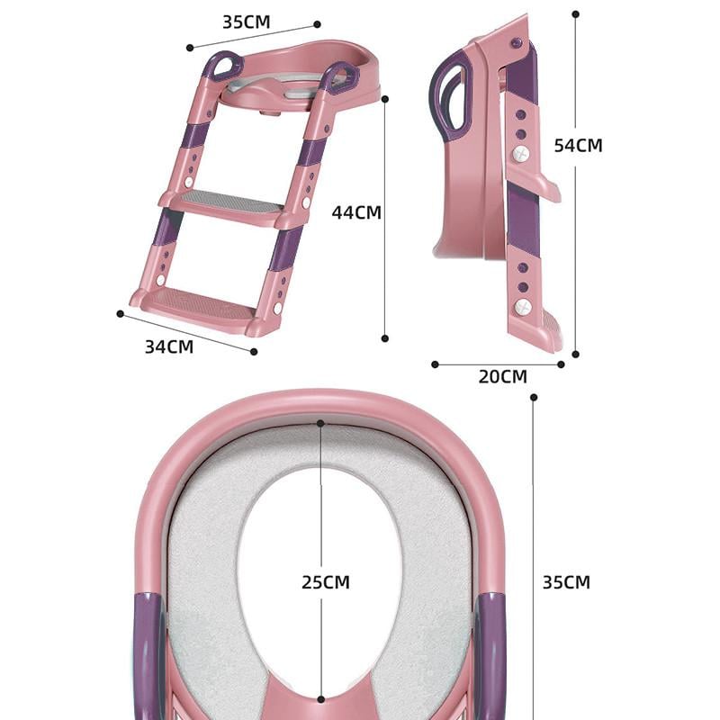 Сидіння на унітаз дитяче Bestbaby BC-108 зі сходинкою та ручками Pink (1961987126) - фото 3