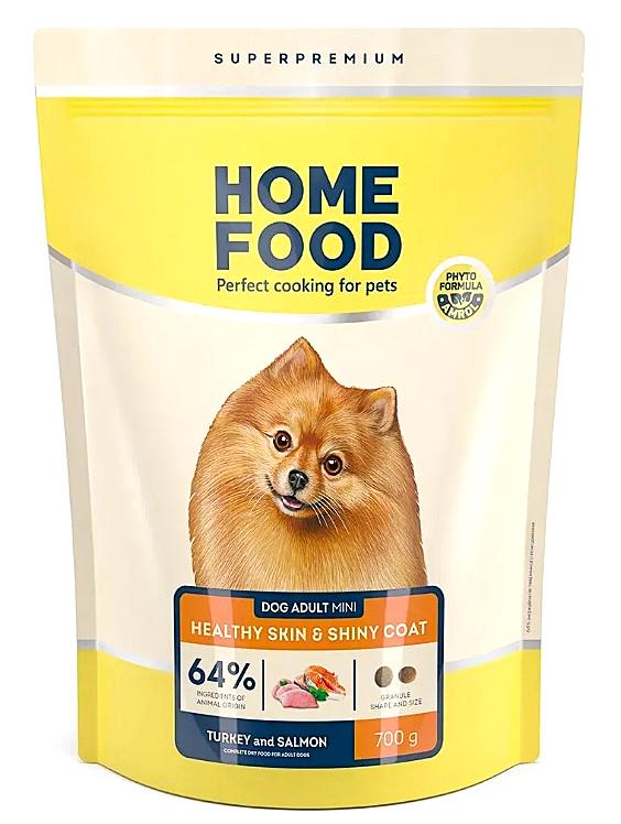Корм сухий для собак малих порід Home Food Healthy Skin and Shiny Coat з індичкою та лососем 700 г (329)