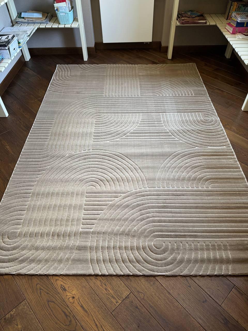 Килим прямокутний текстурований Скандинавія ворс 12 мм 120х170 см Бежевий (12036A)