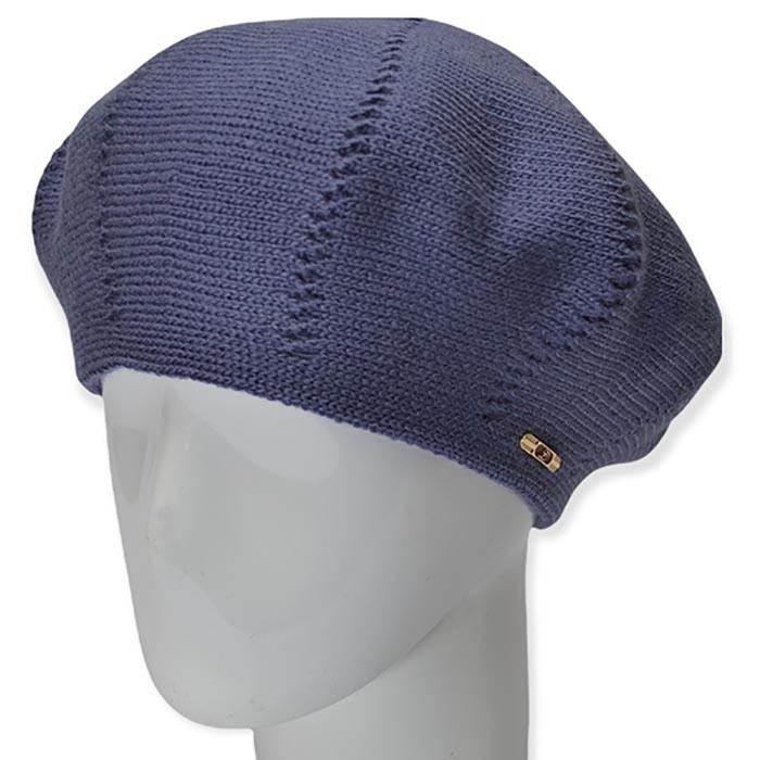 Берет женский Lirus Ариэль из шерсти двойной с узором Джинсовый