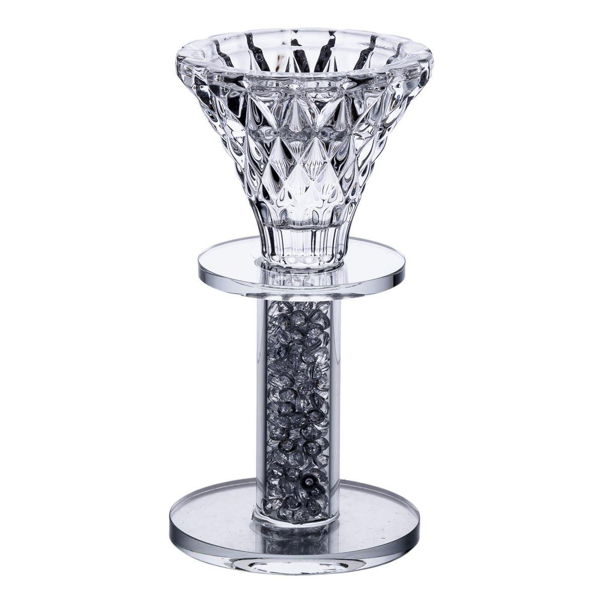 Подсвечник стеклянный на ножке декоративный на стол 6x12 см Прозрачный (6943)