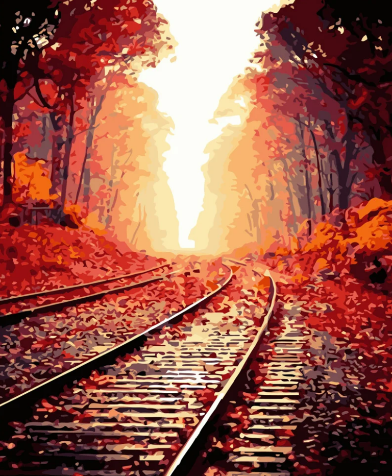 Картина по номерам Strateg Дорога между осенними деревьями 40x50 см (GS148)