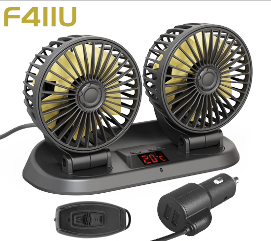 Вентилятор автомобільний від прикурювача 12-24v подвійний з регулюванням швидкості та термометром (2375970930) - фото 9