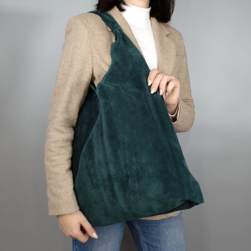 Сумка-шопер жіноча Virginia Conti 03801 замшева з гаманцем Петроліо (2412974725) - фото 2 Сумка-шопер жіноча Virginia Conti 03801 замшева з гаманцем Петроліо (2412974725) - фото 2