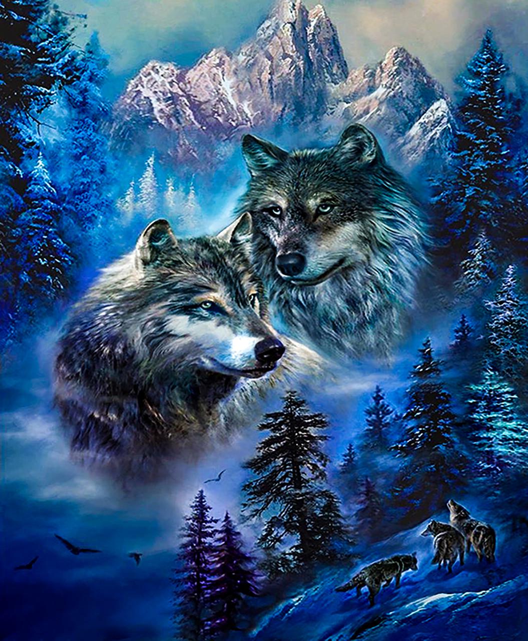 Вышивка волки