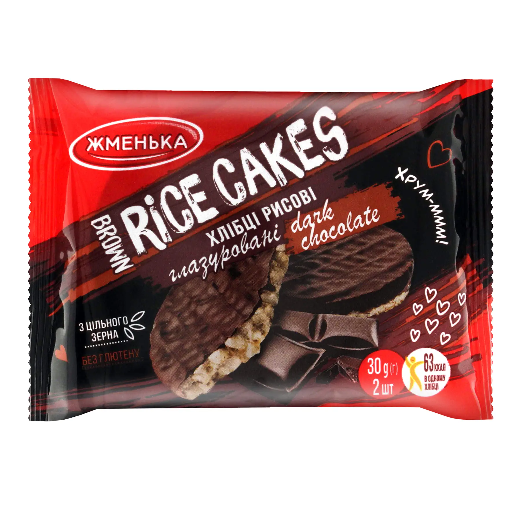 Хлебцы рисовые глазированные Жменька Dark Chocolate 30 г (4820152182678)