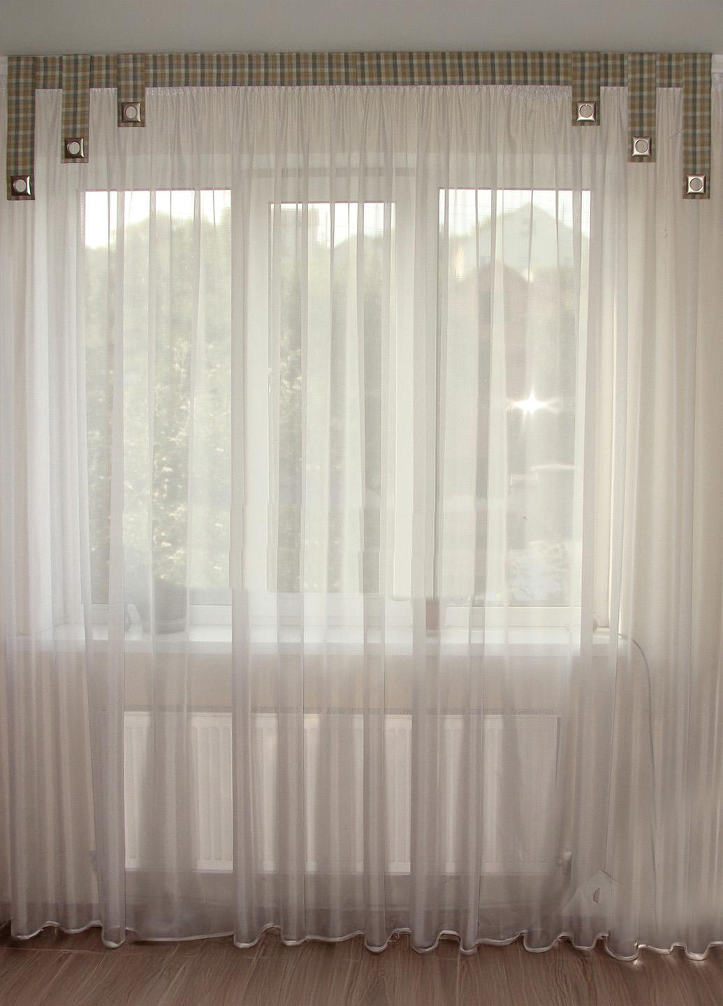 Ламбрекен жесткий Firanka Mini 2 м Оливковый с бежевым (84_1ж)