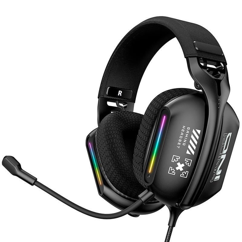 Навушники ігрові з мікрофоном Onikuma X12 провідні RGB підсвічування 3,5 мм USB стереозвук Black (627391)