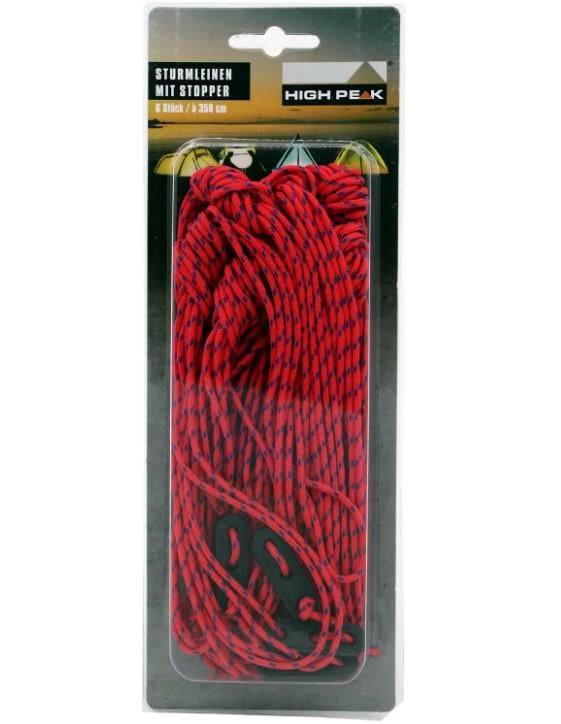 Оттяжки High Peak Guy Rope Set with Runner 350 см 6 шт. Red (42258)