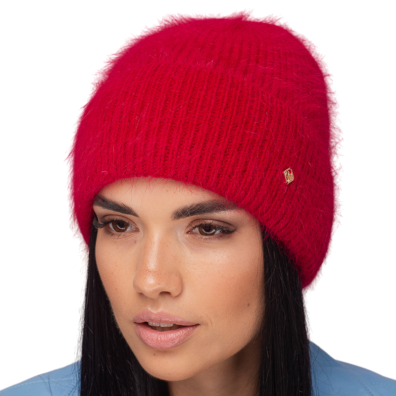 Шапка жіноча ангорова з флісом Leks Діорис One size Червоний (122710)