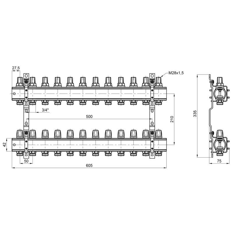 Колектор Icma K005 1" 12 виходів без витратоміра (SD00020447) - фото 2