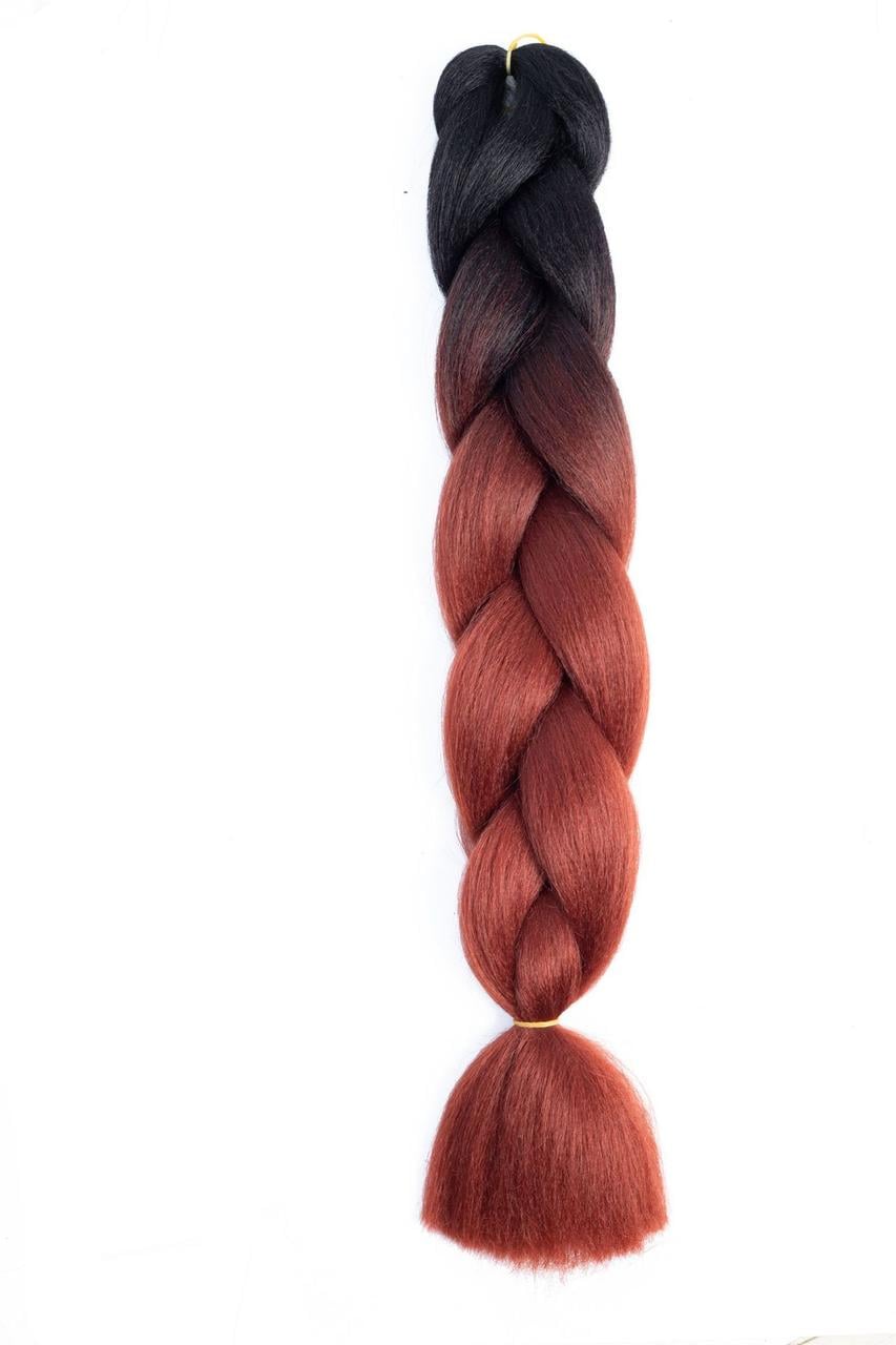 Канекалон омбре В31 60 см Jumbo Braid Черный/Коричнево-рыжий