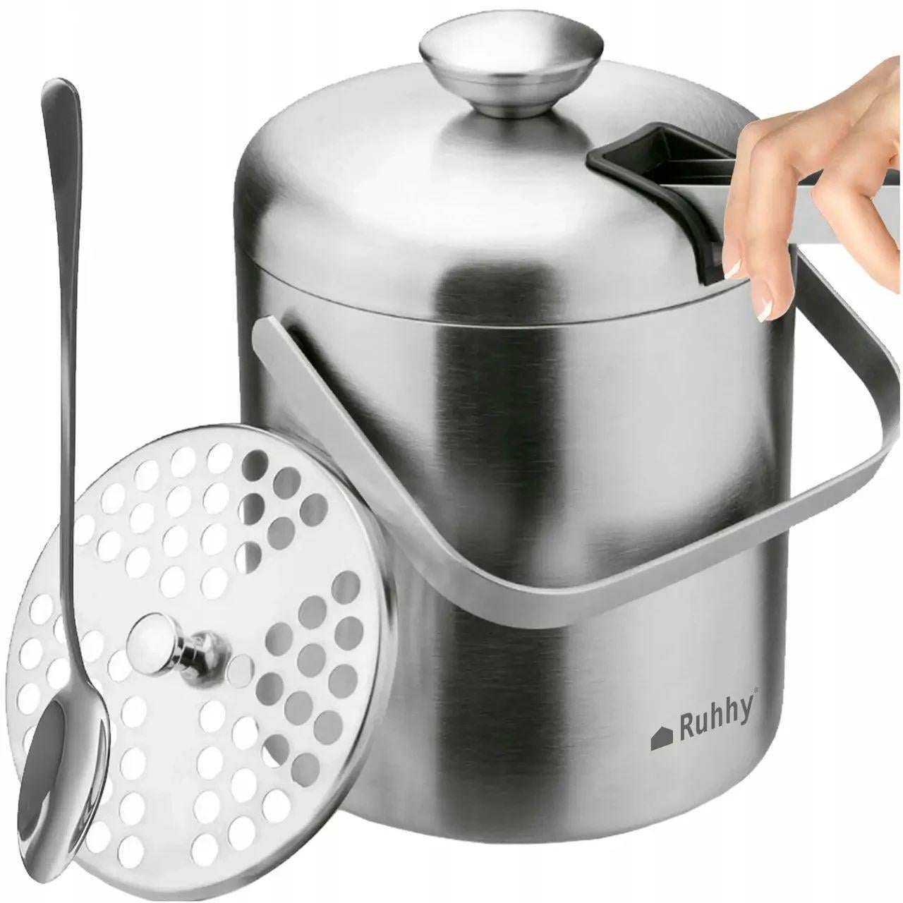 Ведерко для льда Ruhhy 21159 со щипцями и ложкой 1,3 л (5095bf-3169920007)