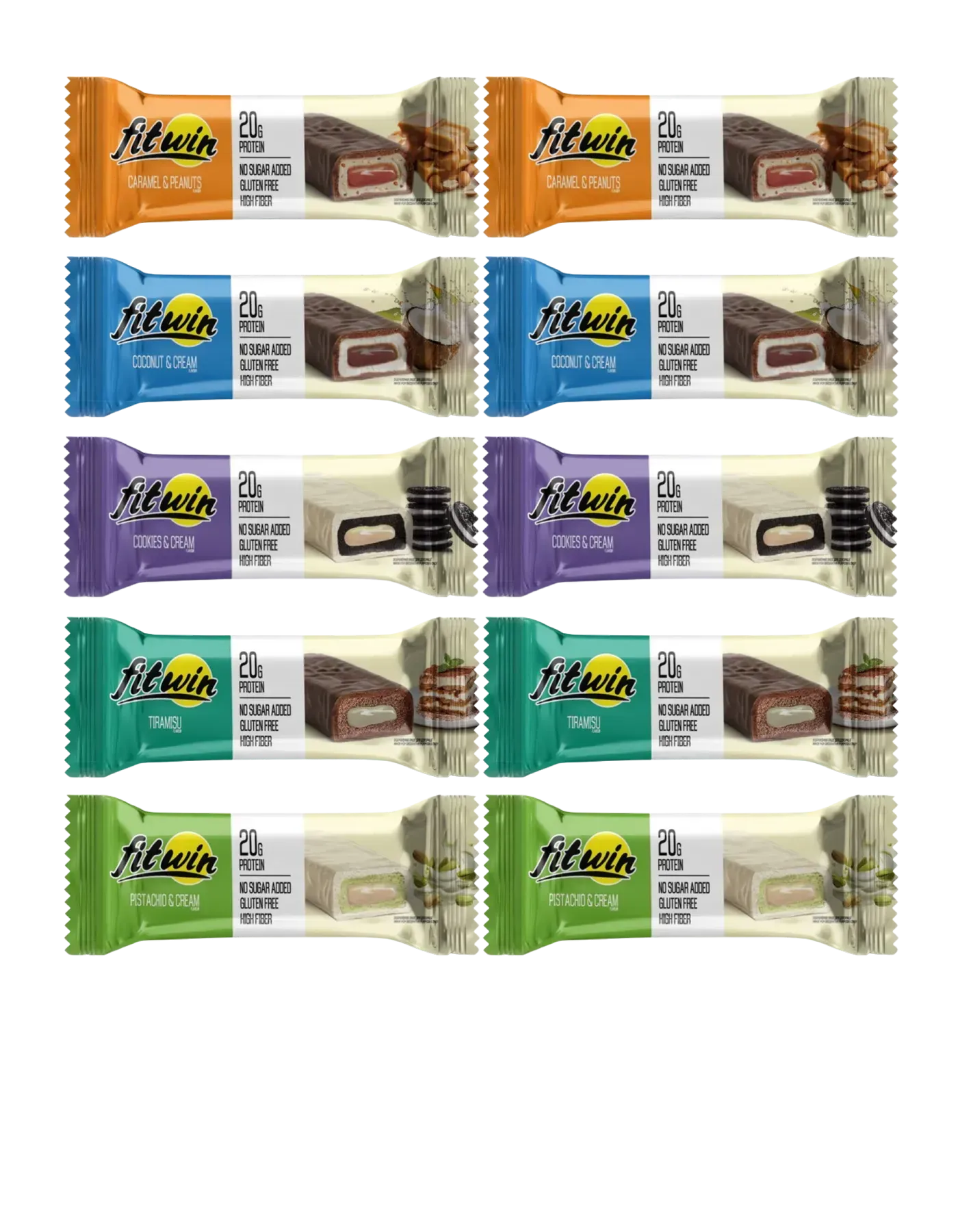 Батончики протеїнові FitWin Асорті 60 г 10 шт. без цукру (id_4104)