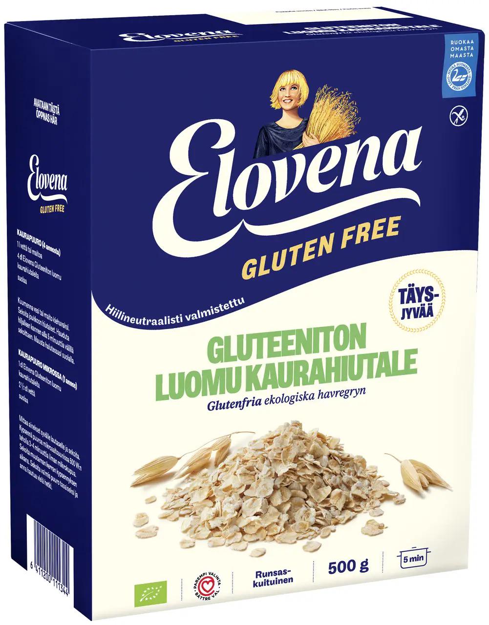 Овсянные хлопья Elovena Gluteeniton Luomu Kaurahiutale Gluten Free органические 500 г
