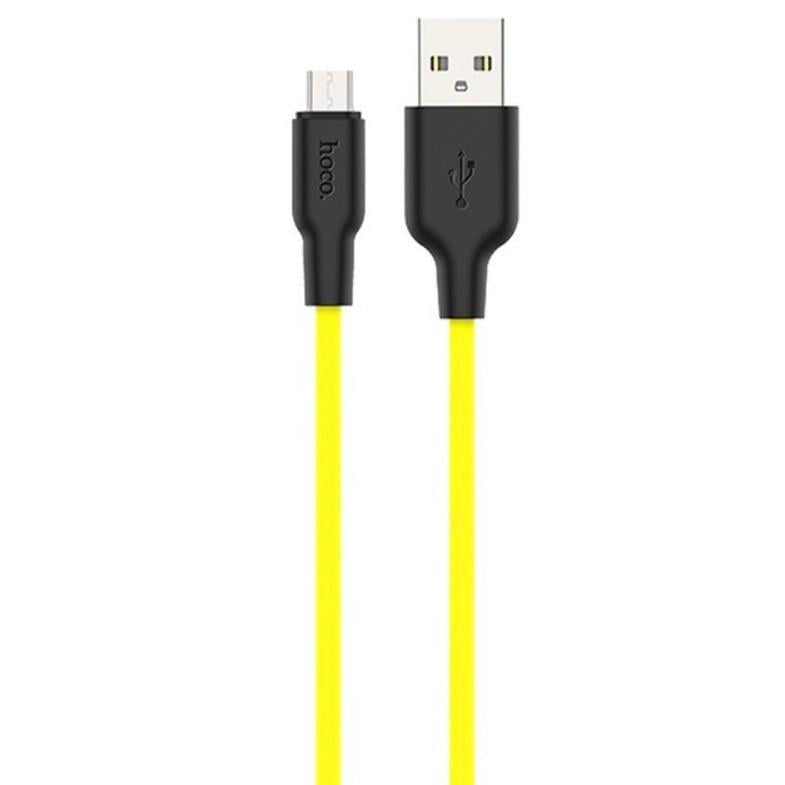 Кабель USB Hoco X21 Silicone Micro 25 см Black/Yellow (2316381929) - фото 3