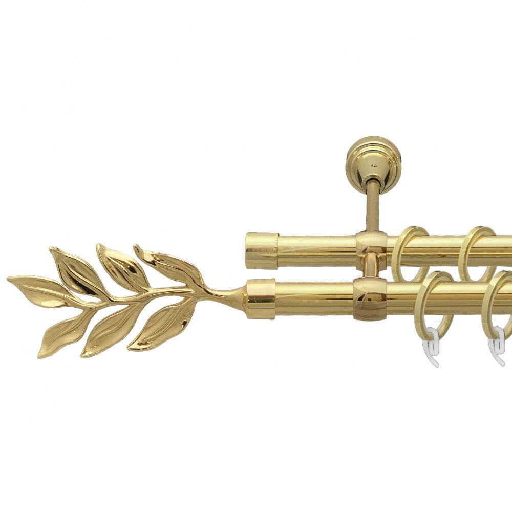 Карниз металевий Orvit Лавр дворядний литий/гладка труба/кільце фасонне металеве Золото 19/19 мм 240 см (00-00009464)