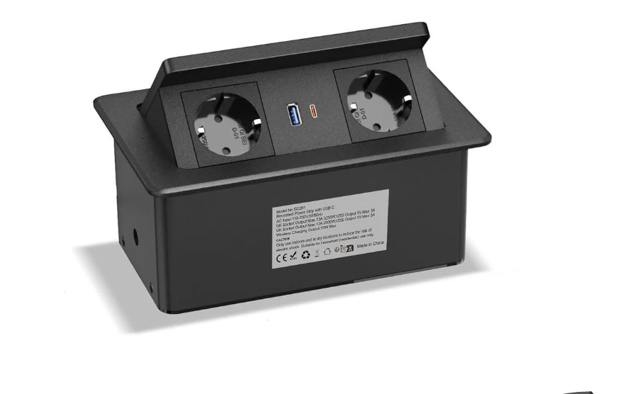 Розетка для столешницы с беспроводной зарядкой 15 W/USB-C PD 20 W