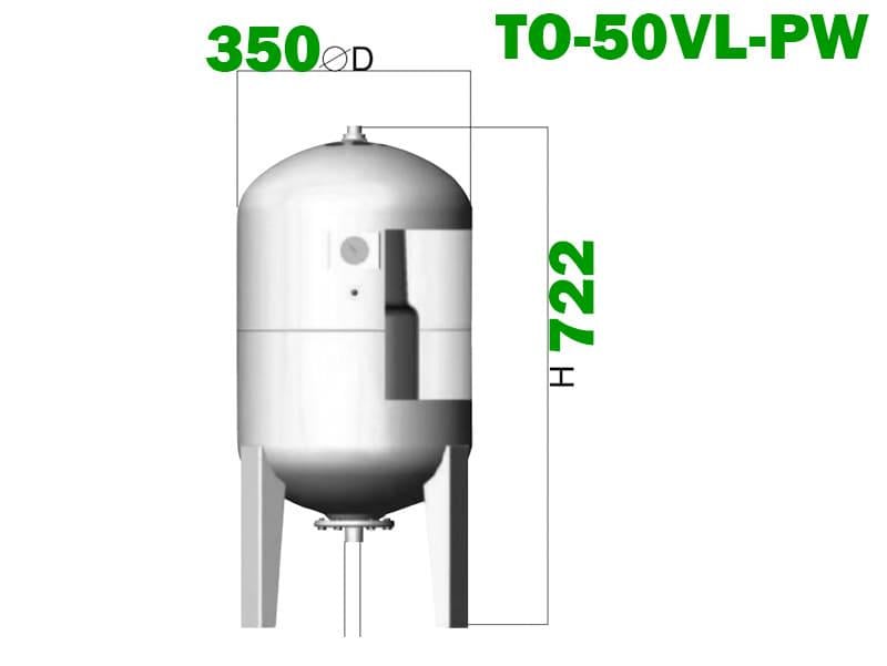 Гідроакумулятор toНАСОСІ вертикальний фланець 1" 8 Бар змінна EPDM мембрана 50 л (RS-TO-50VL-PW) - фото 5
