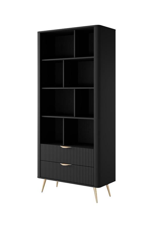 Стелаж Perfect Home Lante 2S з 2 шухлядами і золотими ніжками Чорний (PFH-091189)