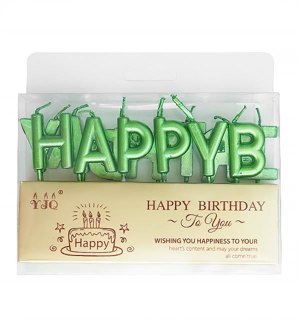Свечи в торт Happy Birthday набор 13 шт. Зеленый (514119)