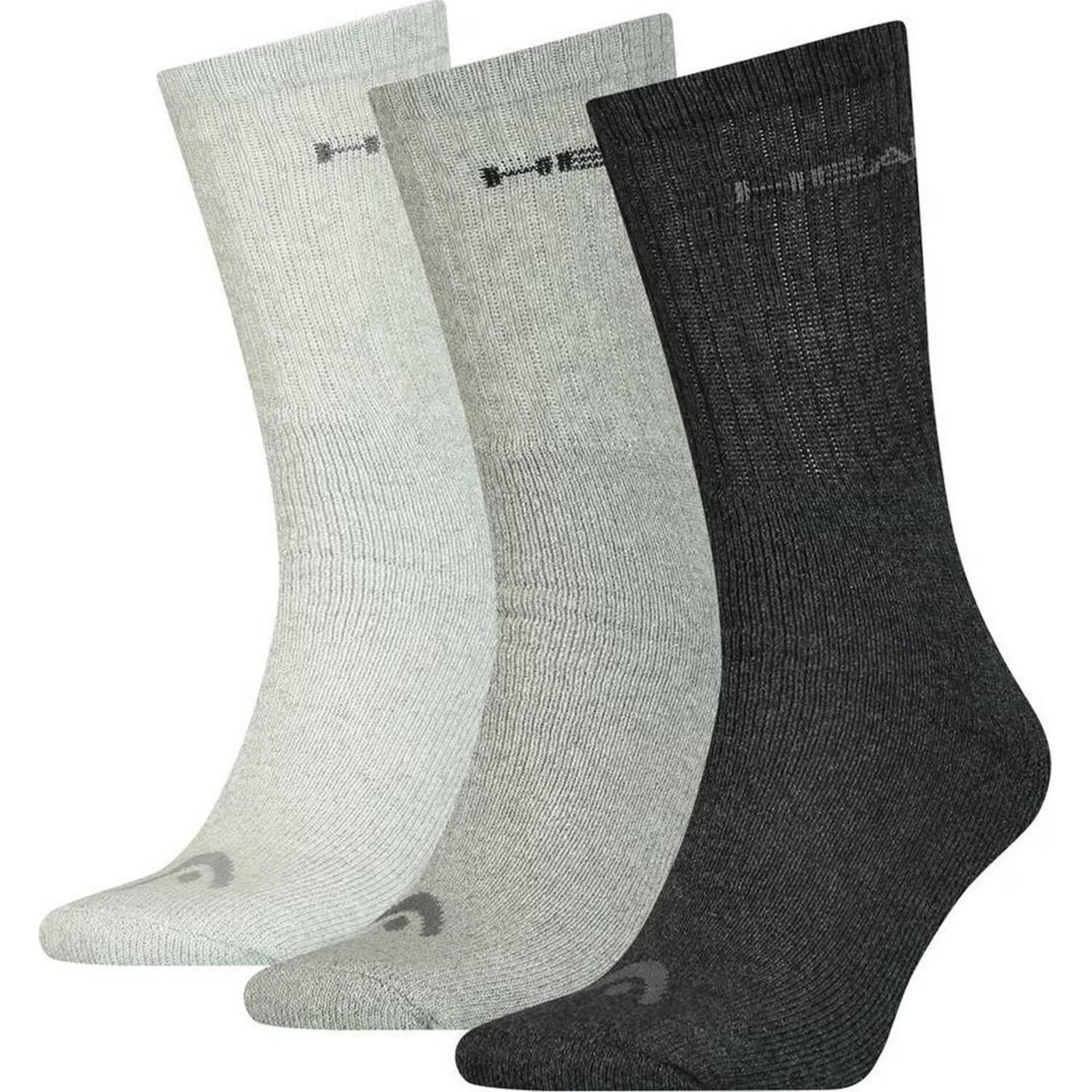 Носки Head CREW 3P UNISEX 701213456-001 3 пары р. 35-38 Светло-серый/Серый/Черный (56970-114)