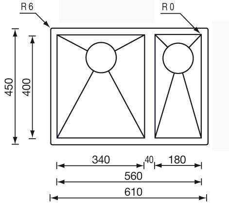 Кухонная мойка CM Filoquadra Sottotop 2V 61x45 см подстольная (11912) - фото 2