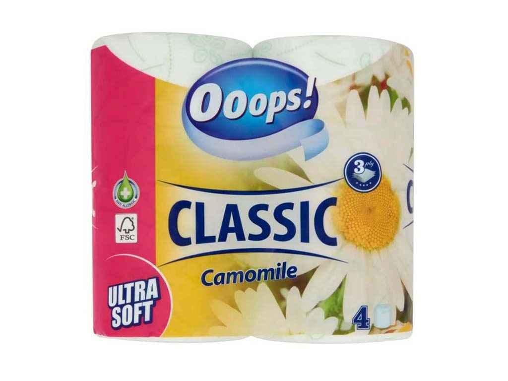 Туалетная бумага Ooops! 3 слоя Classic Camomilla 4 шт. 140 отрывов (797897)