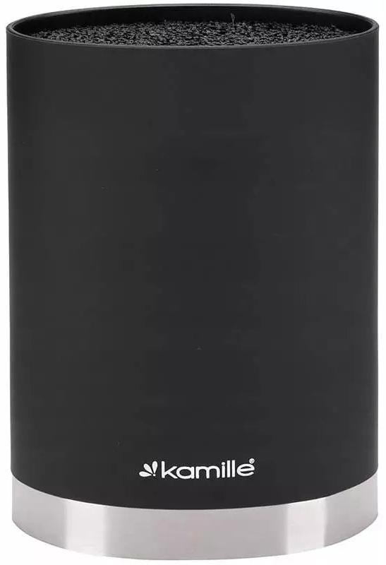 Підставка для ножів Kamille з поліпропіленовим наповнювачем 16х7х22см Black/Silver