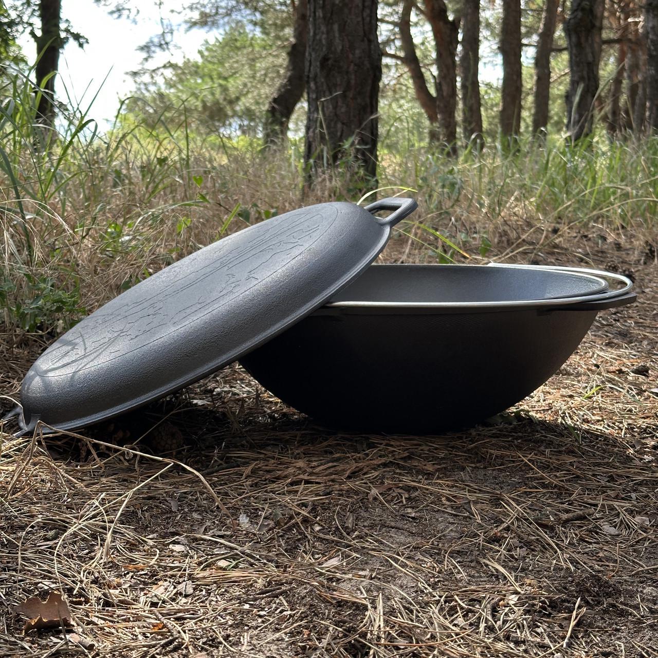 Казан азиатский КА-12КС чугунный с крышкой-сковородой 12 л 48х48х20 см (KА12-2) - фото 4