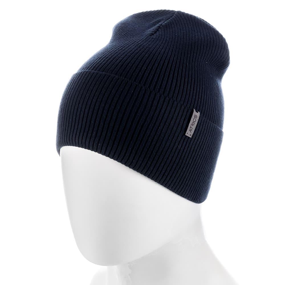 Шапка Actrics UH772 одинарная рубчик из хлопка на манжете Синий
