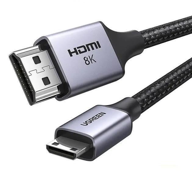 Кабель UGREEN HD163 Cable Mini HDMI to HDMI 2.1 8K 60Hz 1 м Grey (6941876215140)