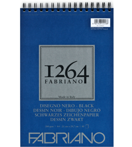 Альбом на спирали Fabriano 1264 А4 200 г/м2 40 листов Черный (Az-270903) - фото 1