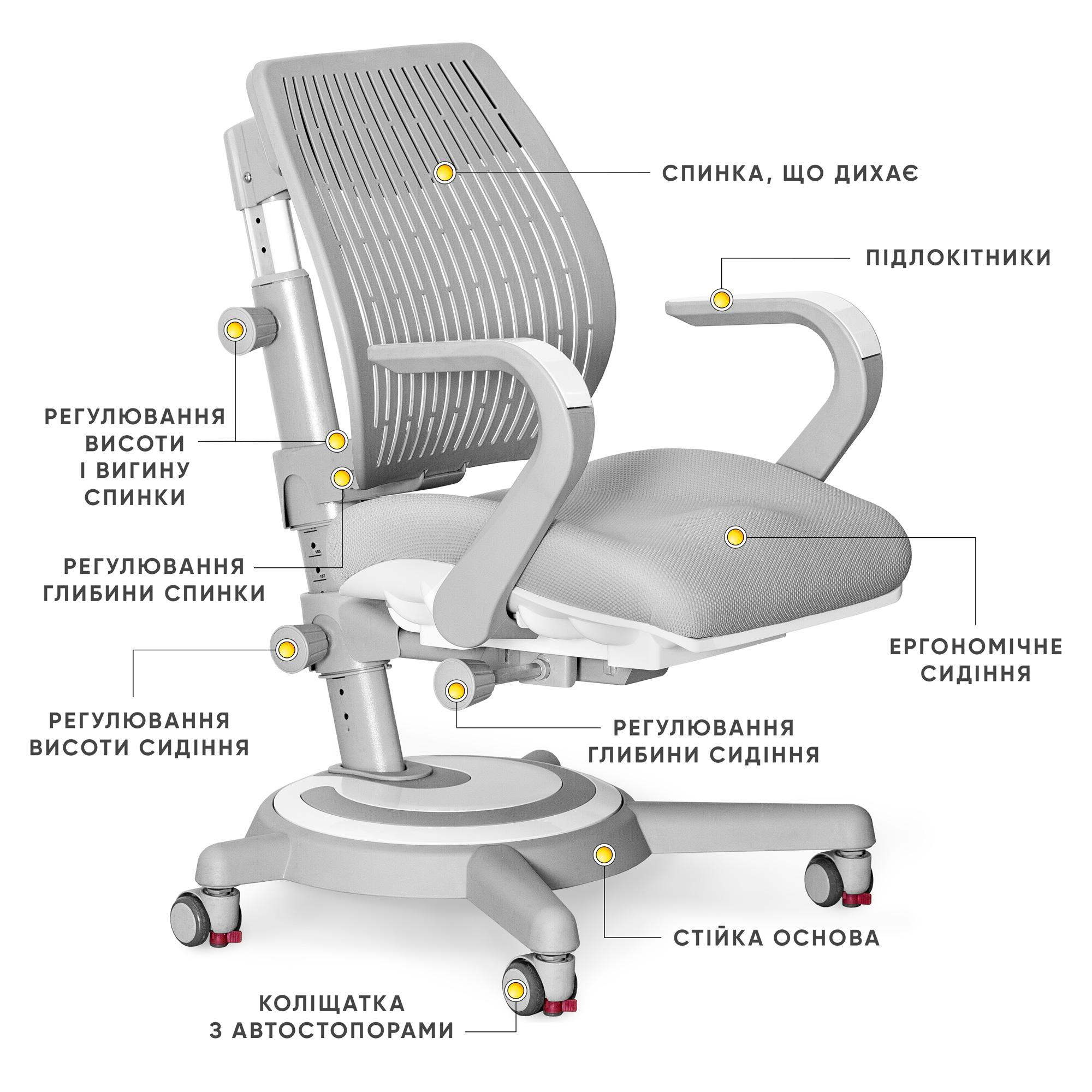 Детское кресло Mealux Ergoback Серый (Y-1020 G) - фото 3 Детское кресло Mealux Ergoback Серый (Y-1020 G) - фото 3