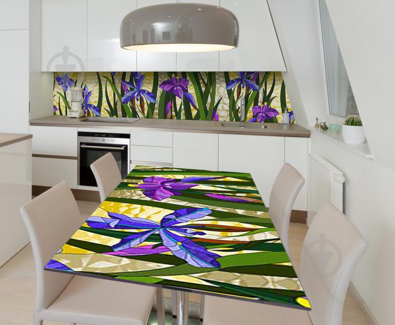 Наклейка 3Д вінілова на стіл Zatarga «Квіткові вітражі» 650х1200 мм для будинків, квартир, столів, кав'ярень. Наклейка 3Д вінілова на стіл Zatarga «Квіткові вітражі» 650х1200 мм для будинків, квартир, столів, кав'ярень.