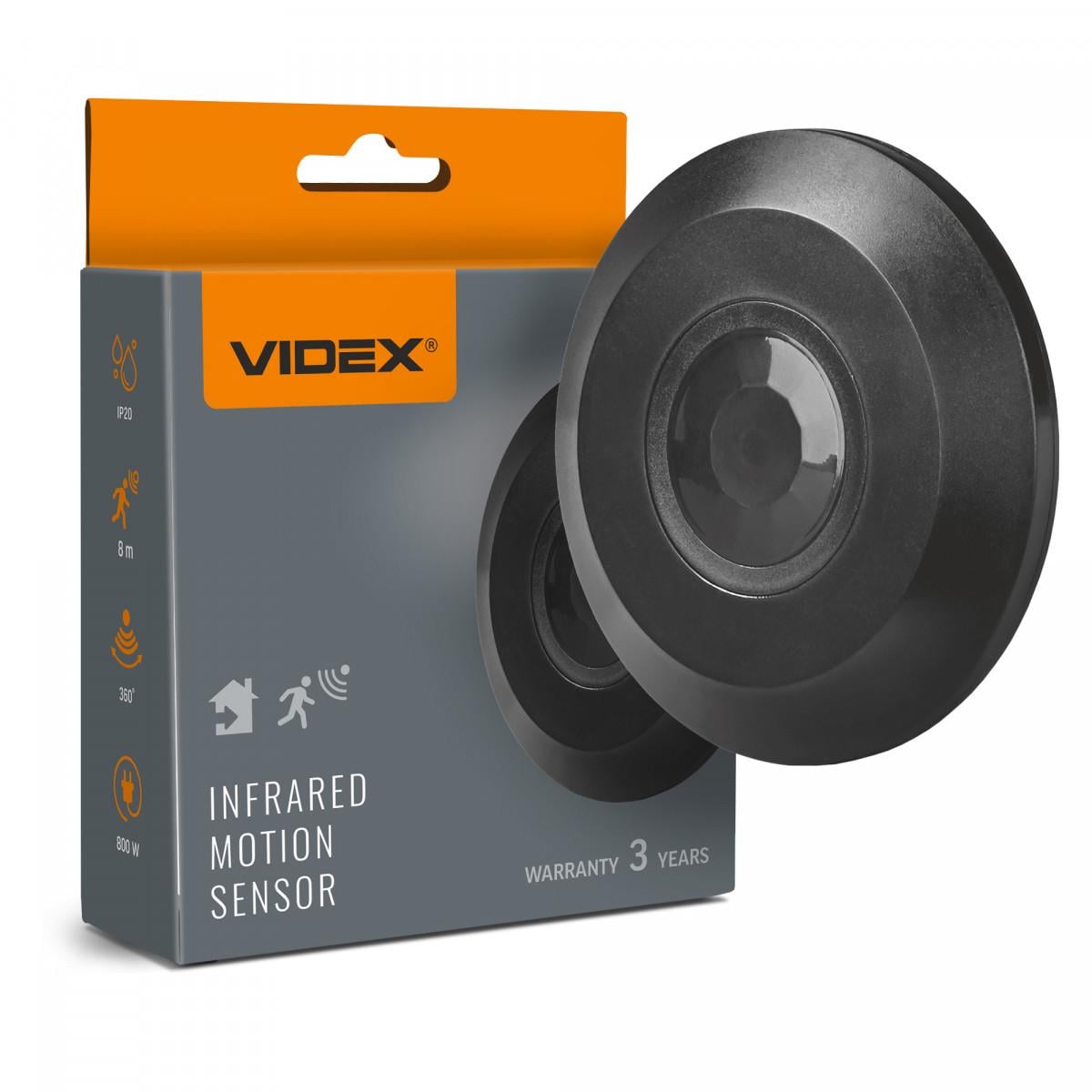 Датчик движения и освещенности Videx VL-SPC05B 220V 800W IP20 инфракрасный Black