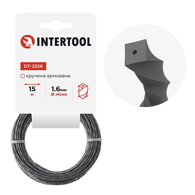 Леска для триммера квадратная витая армированная 1,6 мм x 15 м