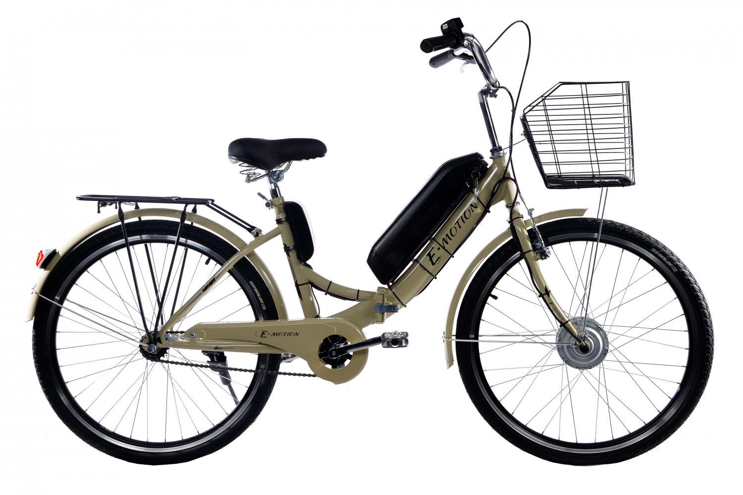 Электровелосипед E-Motion с низкой рамой 17" складной колеса 26" 36V 350 W 15 Ah Бежевый (RS1006)