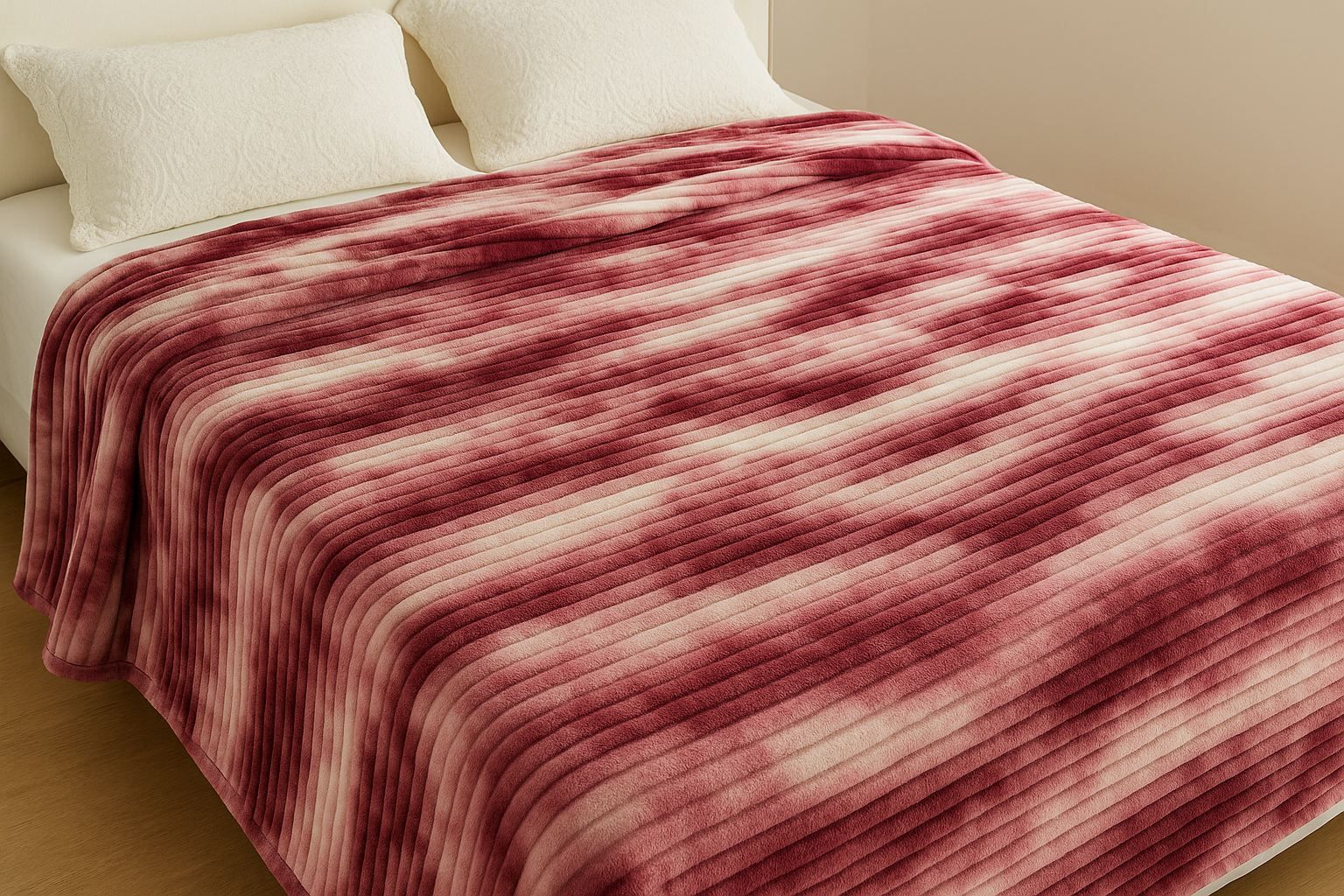 Плед флисовый полуторный Волна 160х210 см Багряно-бежевый (F-1-106-80/red) - фото 2