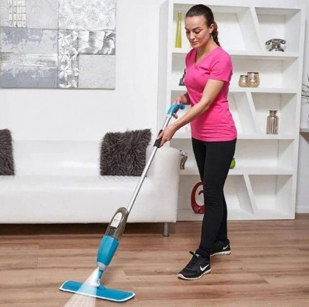 Універсальна швабра Healthy Spray Mop з розпилювачем для миття підлог Синій - фото 5