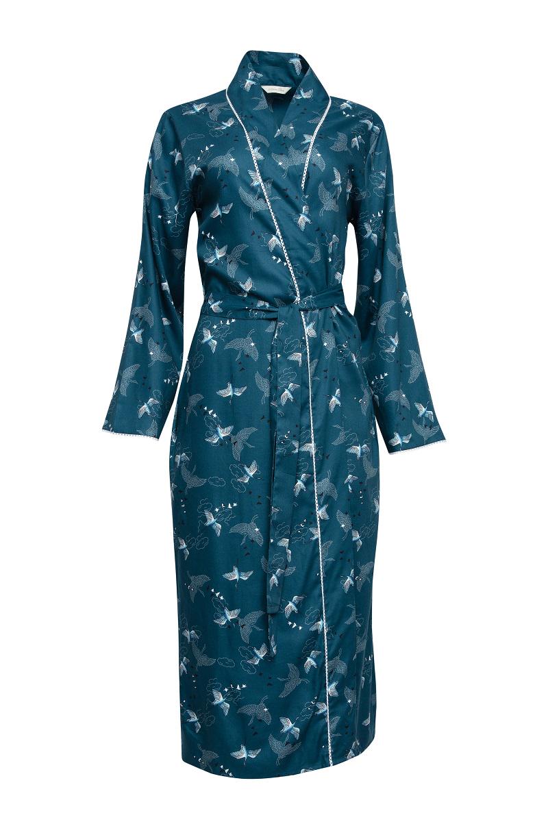 Халат женский длинный Nora Rose Yvonne 1715 с принтом птиц р. 20 3XL Бирюзовый (5051877418981)