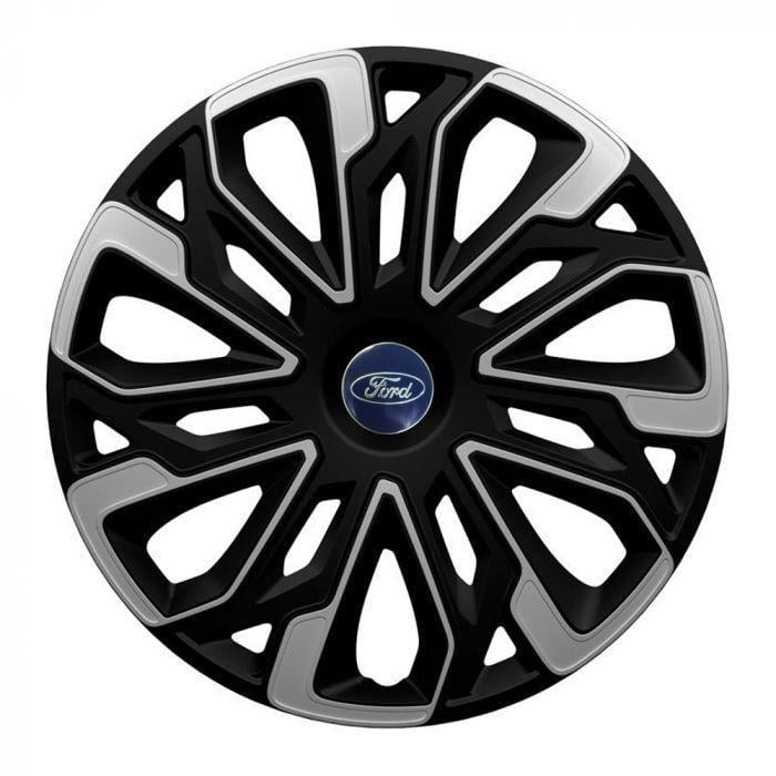 Ковпаки для коліс 4 Racing Estoril Silver/Black R15 з логотипом Ford 4 шт.