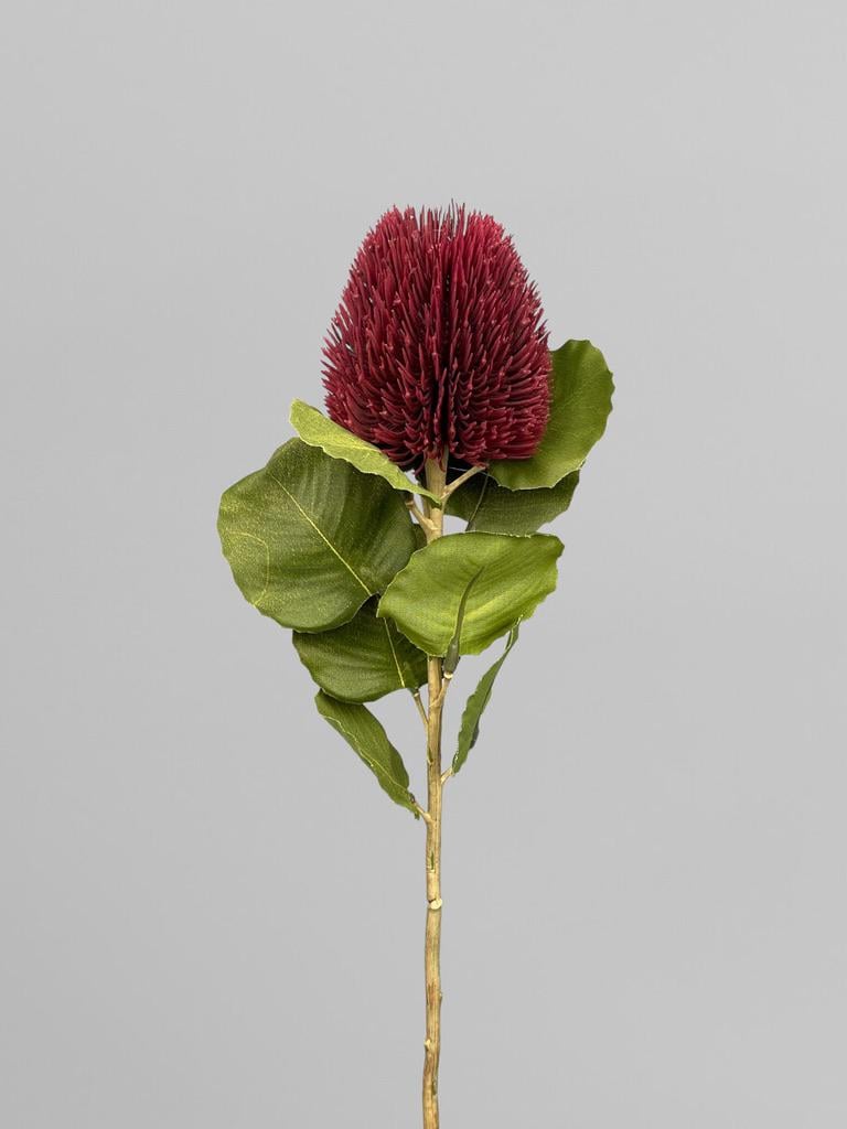 Искусственный цветок Банксия сатиновая 57 см Бордовый (К13153)