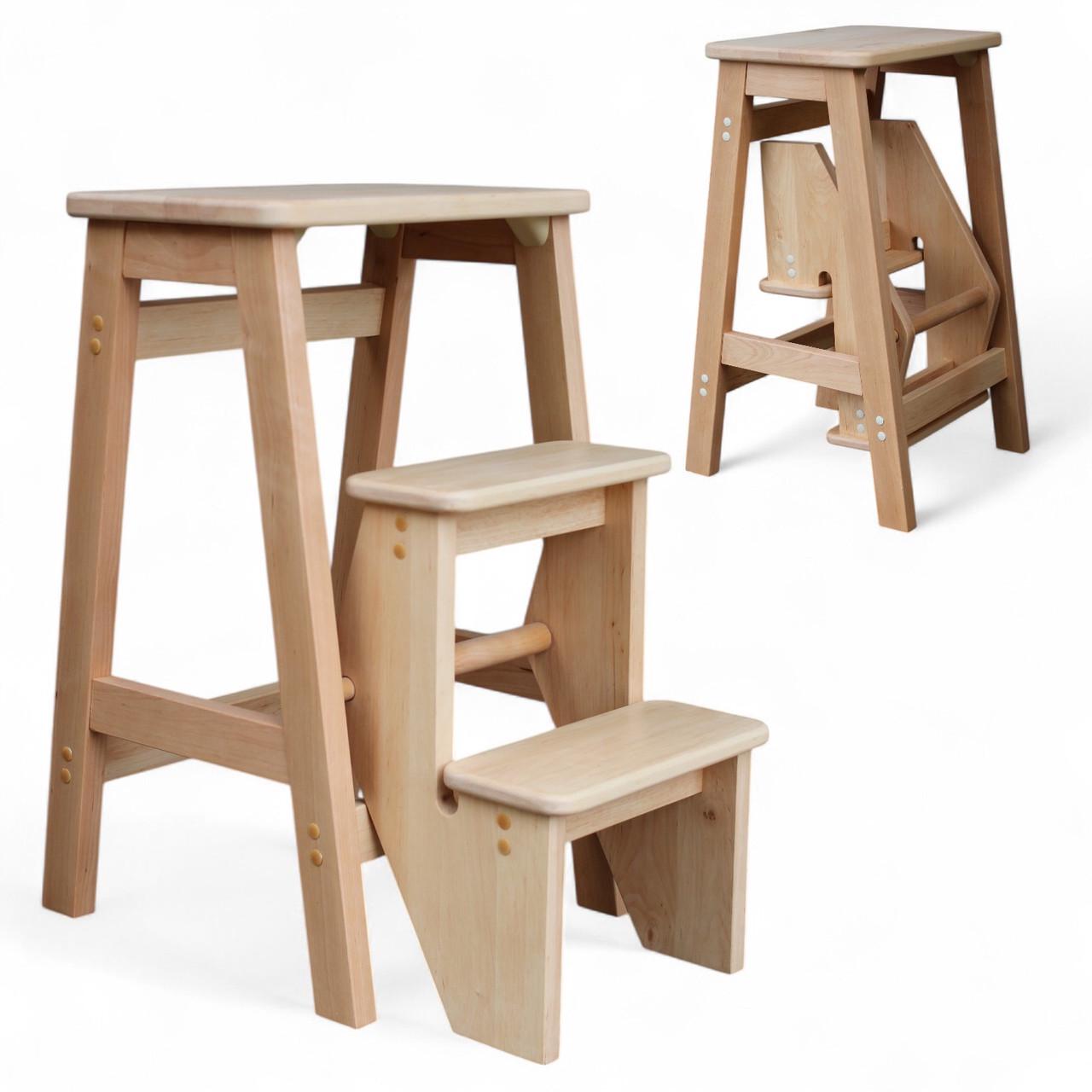 Табурет-лестница деревянный Студія Дерева Вільха Ретро бытовой 3 ступеньки Светлое дерево (31002884) - фото 2 Табурет-лестница деревянный Студія Дерева Вільха Ретро бытовой 3 ступеньки Светлое дерево (31002884) - фото 2