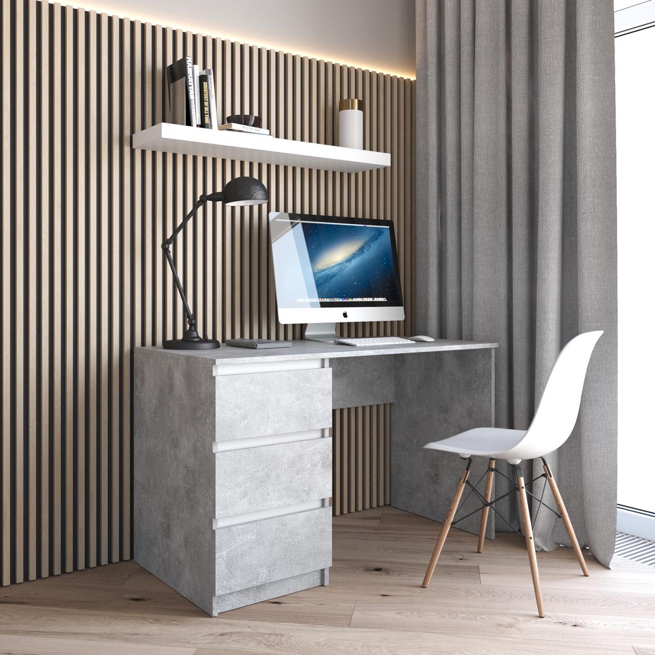 Стіл комп’ютерний з тумбою Вайс R-13 1200х600х755 мм Бетон/Білі планки (30472303) - фото 1 Стіл комп’ютерний з тумбою Вайс R-13 1200х600х755 мм Бетон/Білі планки (30472303) - фото 1