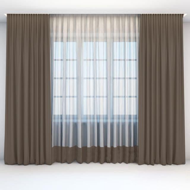 Комплект штор с тюллю Academy Gardin Модельный 250х280/500х280 см 3 шт. Серо-коричневый