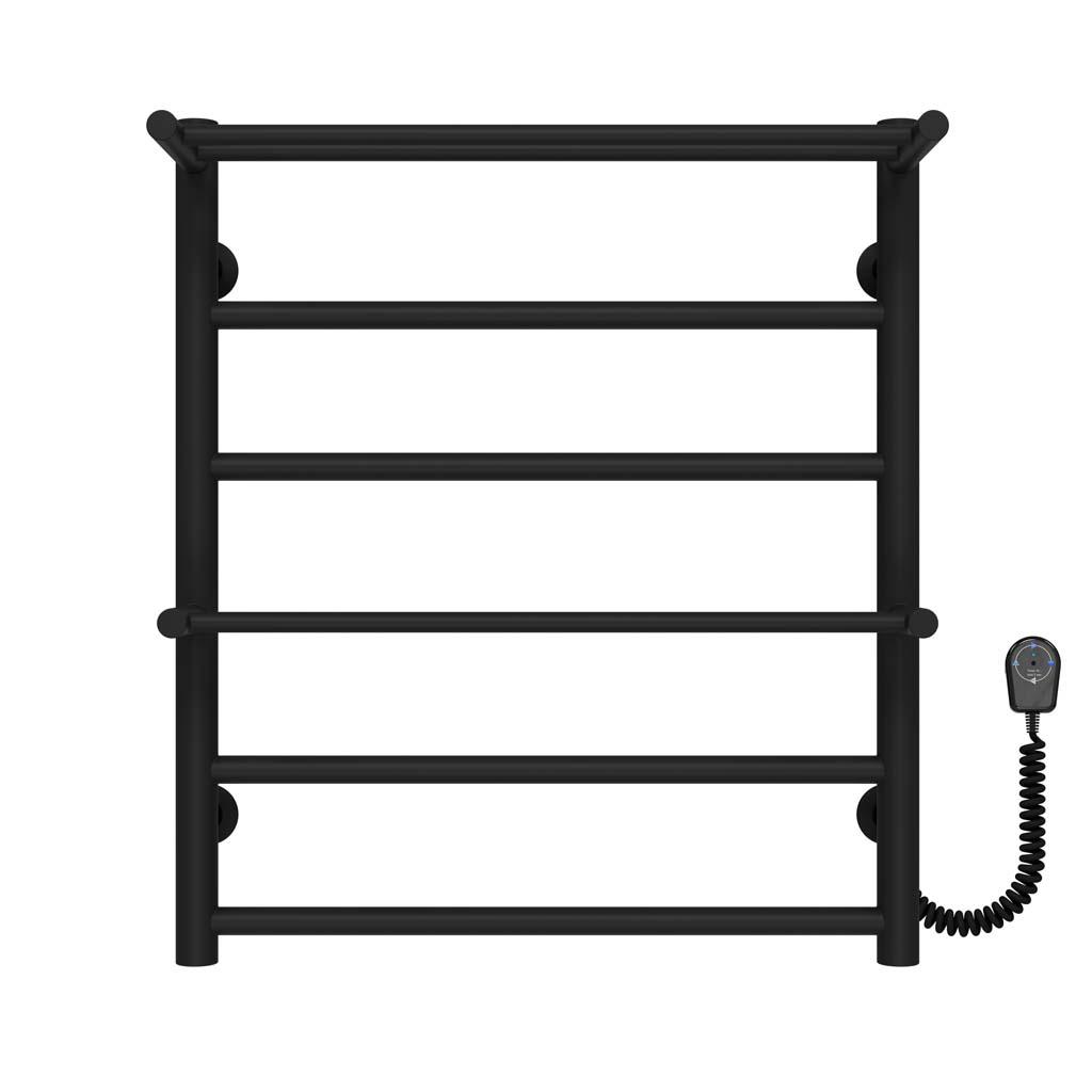 Полотенцесушитель электрический Deffi Терма Плюс П6 EF16 правое подключение нержавеющая сталь 500х600 мм Черный (C.TA.60.50.6.EBR5)