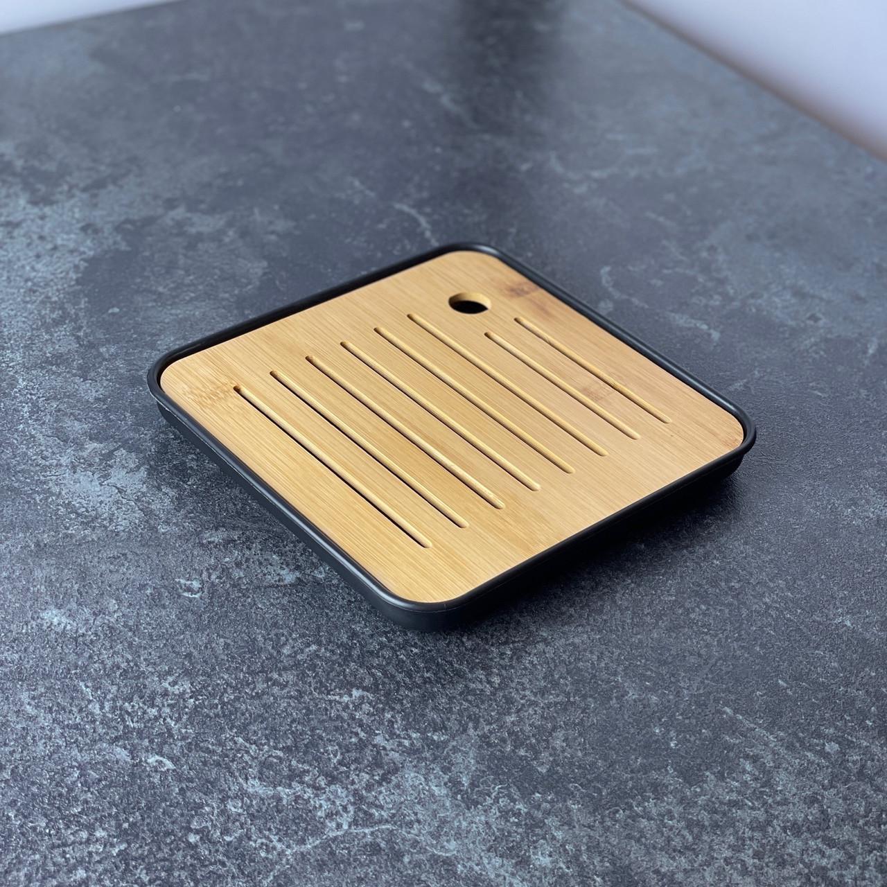 Таця-чабань для чайної церемонії Лілінг 20,4х20,4х3,5 см Чорний (OS-TT2519) - фото 3 Таця-чабань для чайної церемонії Лілінг 20,4х20,4х3,5 см Чорний (OS-TT2519) - фото 3