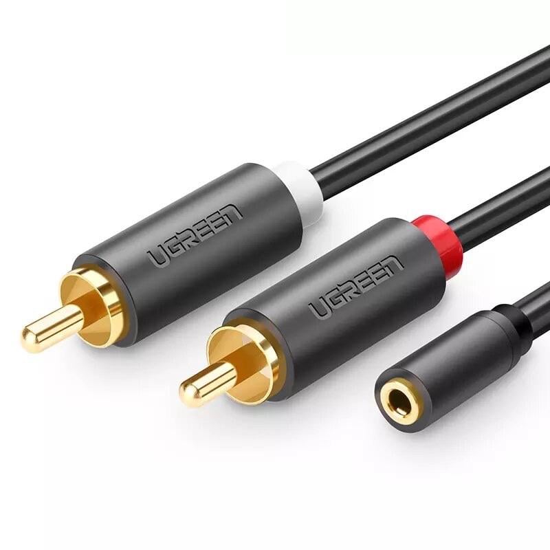 Аудиокабель UGREEN AV102 2 RCA на 3,5 мм 25 см Черный (10561)