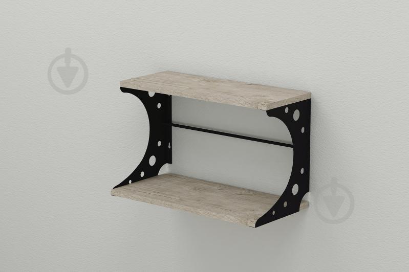Полка настенная Ferrum-decor Букин 330x600x240 металл Черный ДСП Шервуд 16 мм (BUK0023)